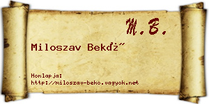 Miloszav Bekő névjegykártya